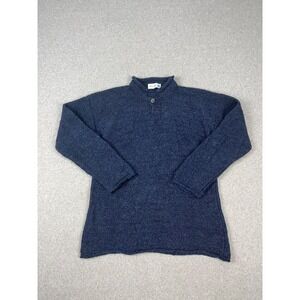 Vtg Irelands Eye Sweater Men M Blue Medium Knit Wool Silk Blend Fisherman